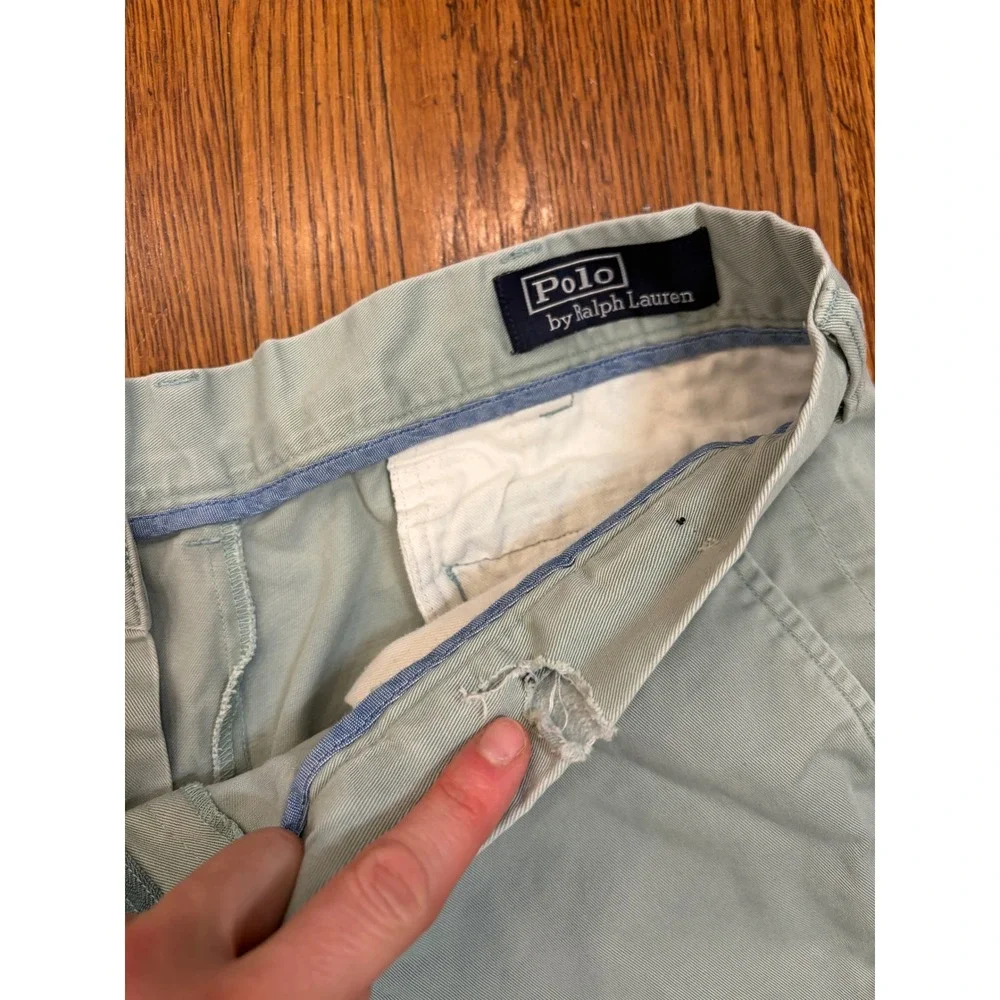 Polo Ralph Lauren Mens Chino Shorts Size 38 Light Green Cotton Twill Flat Front